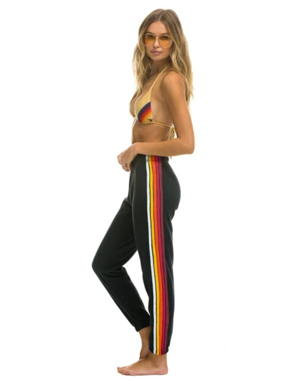 AVIATOR NATION Stripe Sweatpants in Charcoal Size Small